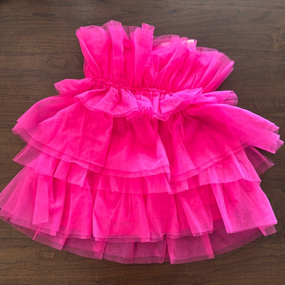 Bright Pink Strapless Tulle Dress from Thirty Thirty LA